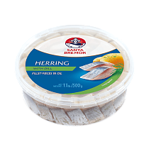 Herring fillet pieces &quot;Santa Bremor&quot; with dill, in oil 500 g